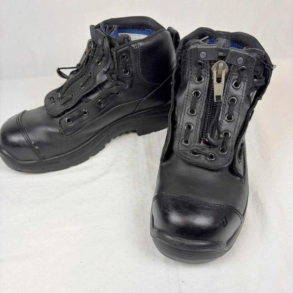 Haix Airpower R8 Mens Black Leather Front Zip Safety Work Boots 7.5W Womens 9.5